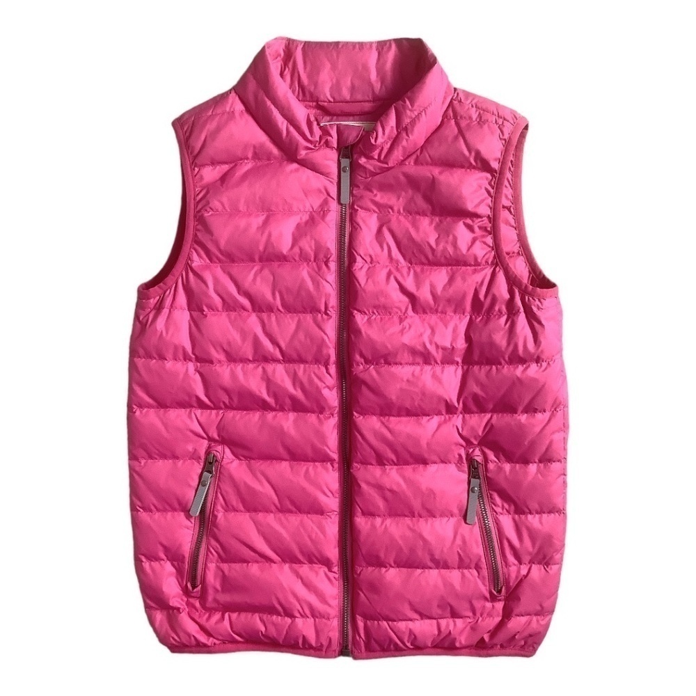 Hanna Andersson Girls Pink Down-feather Full Zip Up Vest‎ Size 12 Pockets
